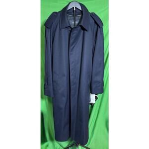 Vintage Newport Harbor Thinsulate Trench Coat Navy Blue Size 44 Regular NEW NOS
